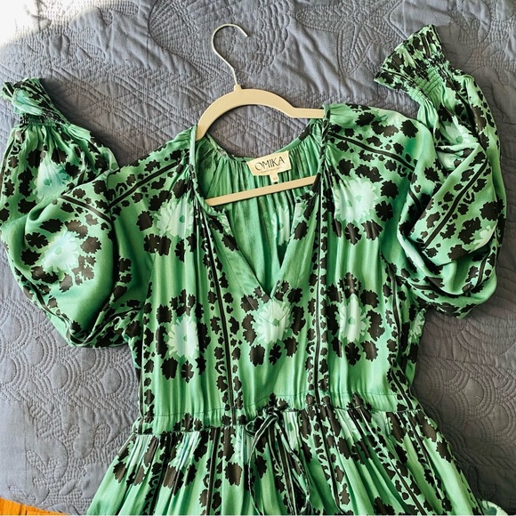 Omika Riviera Floral Maxi Dress Anthropologie XS Lisha Emerald Boho Cottagecore - Picture 9 of 15
